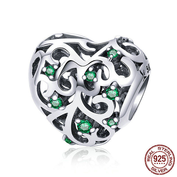 PandaHall 925 Sterling Silver European Beads, with Cubic Zirconia, Large Hole Beads, Heart, Antique Silver, 11x12mm, Hole: 4.2~4.5mm... PandaHall 925 Sterling Silver European Beads, with Cubic Zirconia, Large Hole Beads, Heart, Antique Silver, 11x12mm, Hole: 4.2~4.5mm...