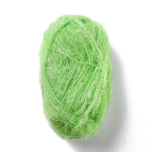 PandaHall Polyester Crochet Yarn, Sparkling Scrubby Yarn, for Dish Scrubbies, Dishcloth, Decorating Crafts Knitting, Light Green...