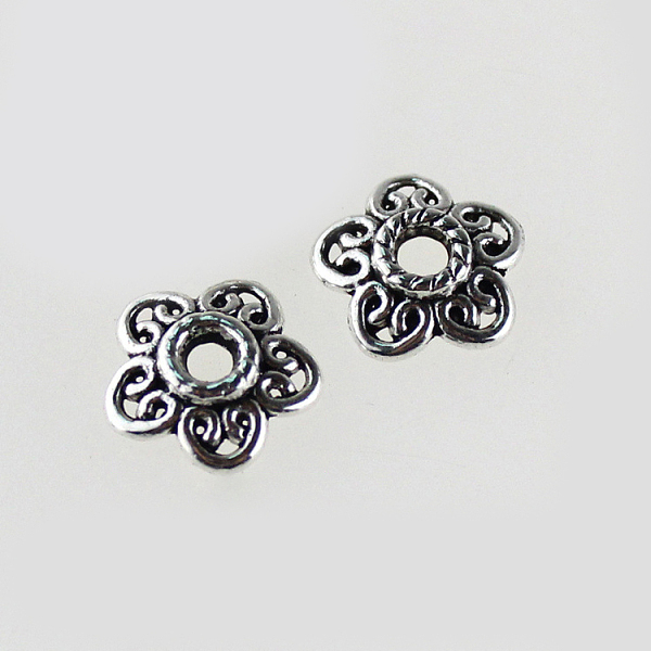 

PandaHall Tibetan Style Alloy Bead Caps, 5-Petal, Antique Silver, 12mm Alloy