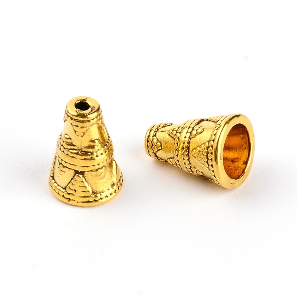 

PandaHall Tibetan Style Alloy Bead Cone, Apetalous, Golden, 12x8.5mm, Hole: 1.5mm Alloy