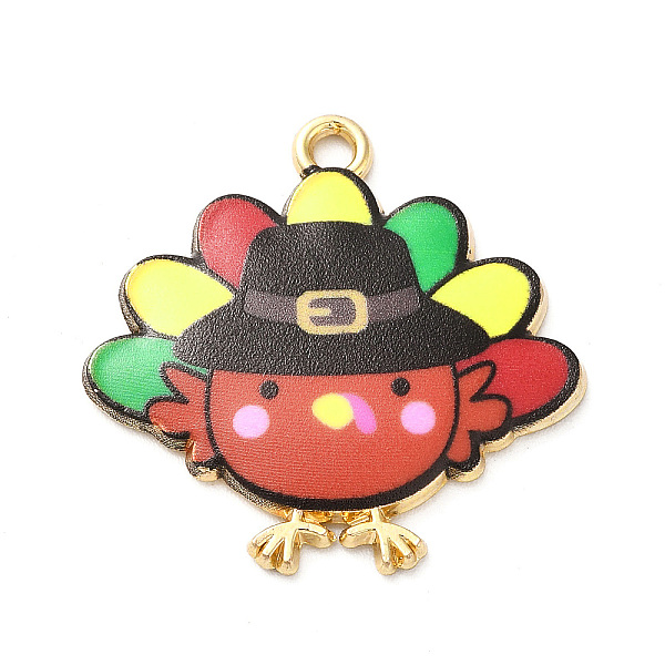 

PandaHall Cute Printed Alloy Pendants, Light Gold, Cadmium Free & Nickel Free & Lead Free, Turkey Charm, FireBrick, 26x26x2mm, Hole: 2mm..., Red