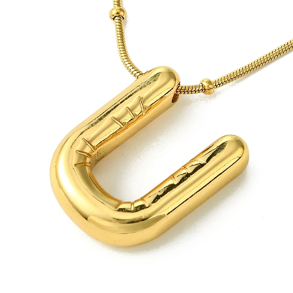

PandaHall Ion Plating(IP) Initial Letter 304 Stainless Steel Pendant Necklaces, Real 18K Gold Plated, Letter U, 15.91 inch(40.4cm), pendant...