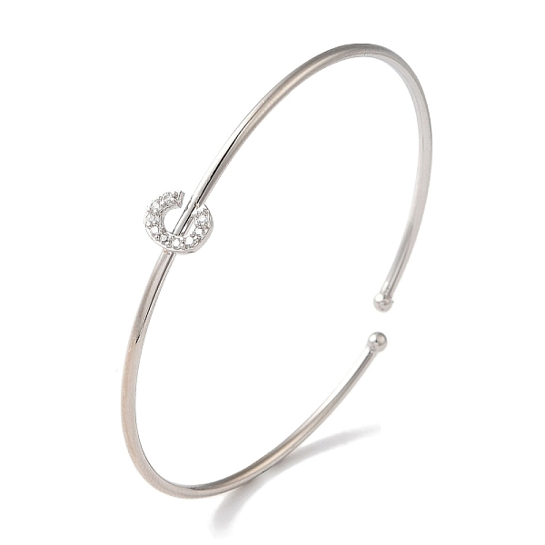 

PandaHall Rack Plating Brass Micro Pave Clear Cubic Zirconia Letter Open Cuff Bangles, Torque Bangles for Women, Platinum, Lead Free &...