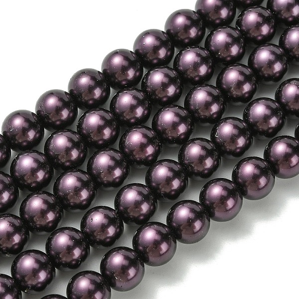 

PandaHall Eco-Friendly Grade A Glass Pearl Beads, Pearlized, Round, Purple, 10mm, Hole: 1.2~1.5mm, about 40pcs/Strand, 16''(40.64cm) Glass...