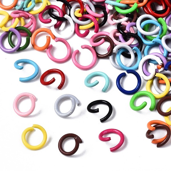 

PandaHall Spray Painted Iron Open Jump Rings, Mixed Color, 8.5x1mm, Inner Diameter: 5.5mm, about 5050pcs/1000g Iron Multicolor