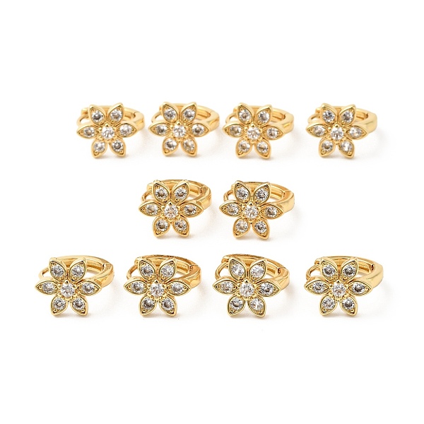 

PandaHall Cubic Zirconia Flower Hoop Earrings, Real 18K Gold Plated Brass Jewelry for Women, Cadmium Free & Nickel Free & Lead Free, Clear...