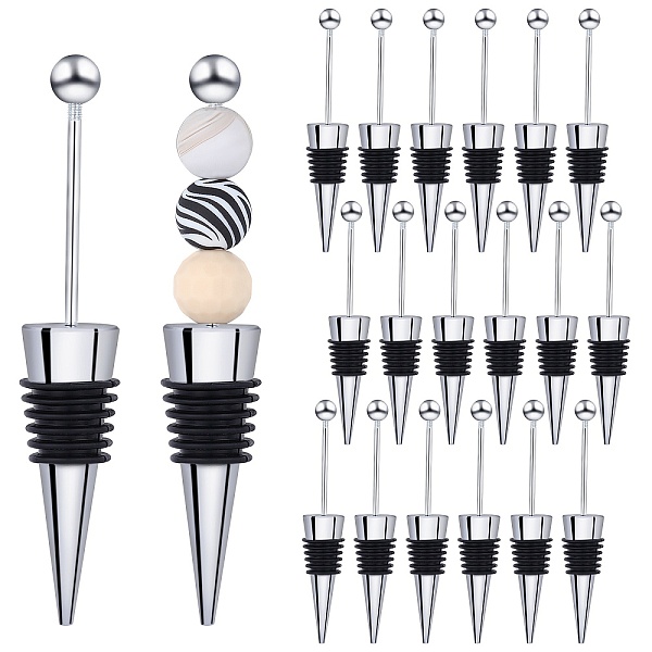 

PandaHall 18Pcs Beadable Wine Stoppers, Alloy with Rubber Wine Saver Bottle Stopper, Cone, Black, 115x20mm Alloy Cone Black