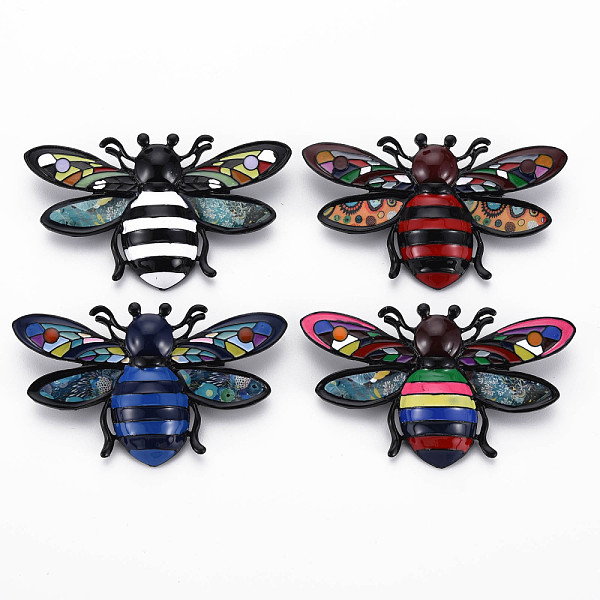 

PandaHall Bee Enamel Pin, Alloy Brooch with Stickers for Backpack Clothes, Electrophoresis Black, Nickel Free & Lead Free, Mixed Color..., Multicolor