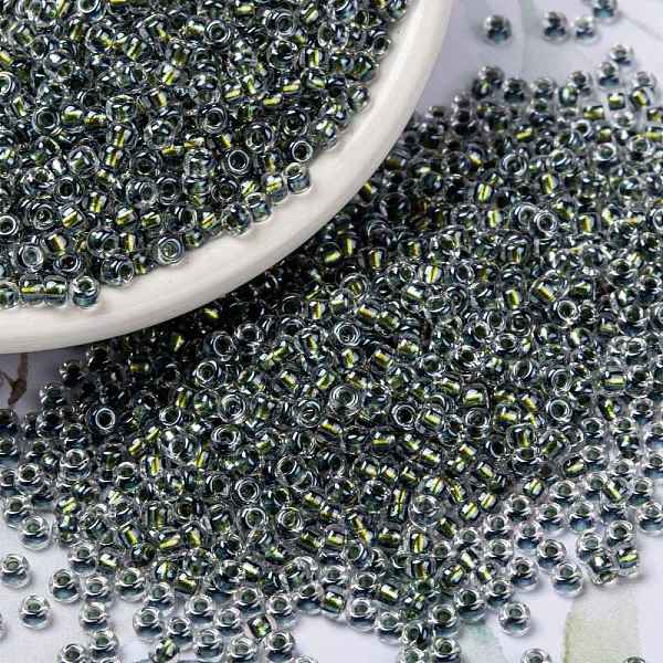 PandaHall MIYUKI Round Rocailles Beads, Japanese Seed Beads, 8/0, (RR3201) Magic Golden Olive Lined Crystal, 3mm, Hole: 1mm, about...