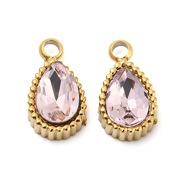 

PandaHall Real 14K Gold Plated 304 Stainless Steel Pendants, with Glass, Teardrop, Pink, 10x5.5x4mm, Hole: 1.6mm Stainless Steel+Glass...