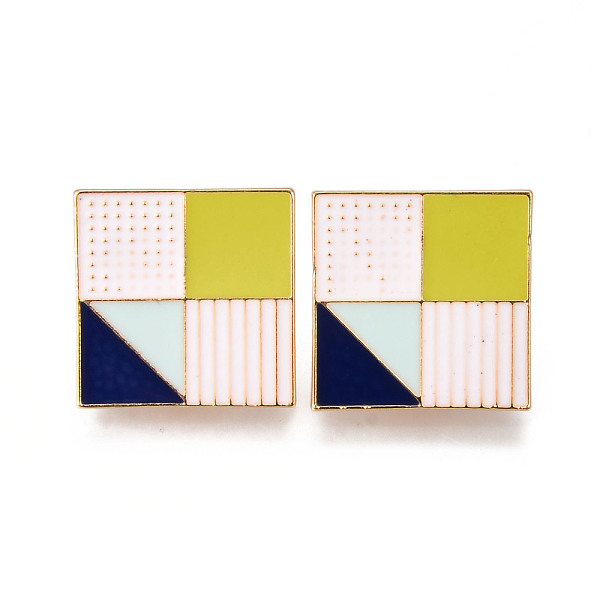 

PandaHall Alloy Enamel Brooches, Enamel Pin, with Brass Butterfly Clutches, Square, Light Gold, Cadmium Free & Nickel Free & Lead Free...