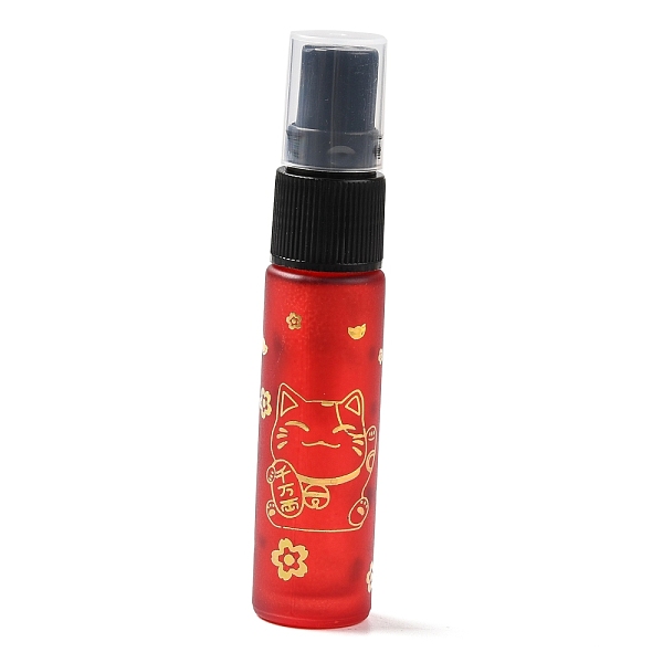 

PandaHall Glass Spray Bottles, Fine Mist Atomizer, with Plastic Dust Cap & Refillable Bottle, with Fortune Cat Pattern & Chinese Character..., Red