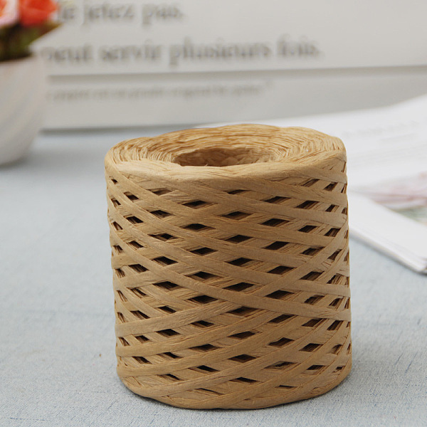 

PandaHall Raffia Ribbon, Packing Paper String, Raffia Twine Paper Cords for Gift Wrapping and Weaving, Peru, 3~4mm, about 218.72 Yards..., Brown