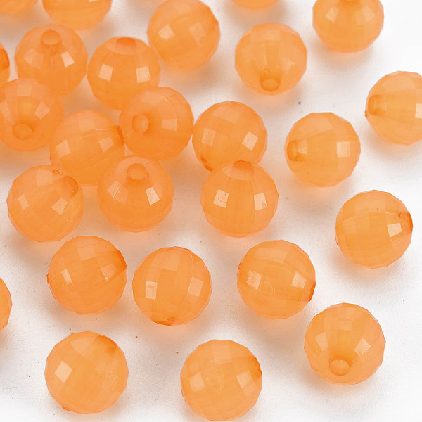 

PandaHall Transparent Acrylic Beads, Dyed, Faceted, Round, Orange, 9.5x9.5mm, Hole: 2mm, about 970pcs/500g Acrylic Round Orange