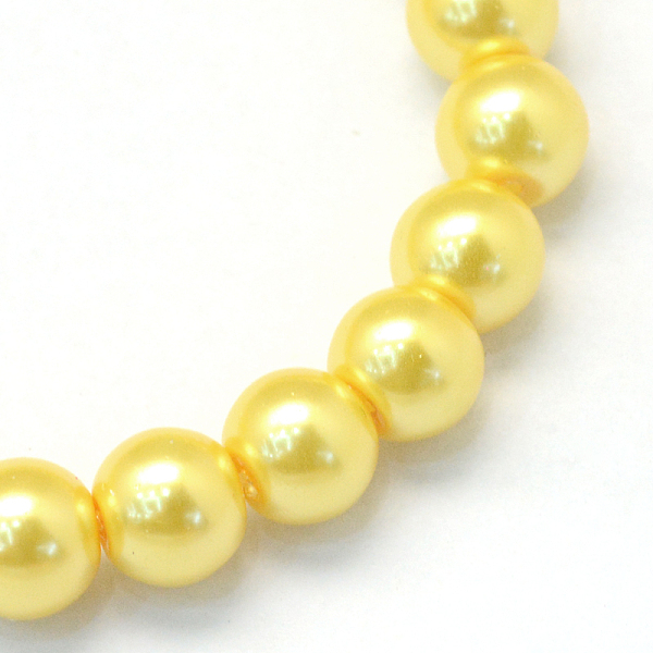 

PandaHall Baking Painted Pearlized Glass Pearl Round Bead Strands, Gold, 6~7mm, Hole: 1mm, about 145pcs/strand, 31.4 inch Glass Round Gold