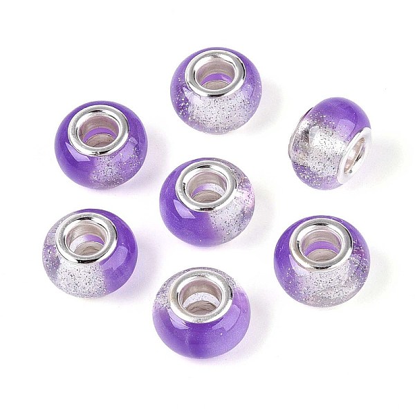 Transparent Resin Rondelle European Beads
