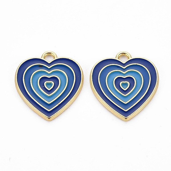 

PandaHall Rack Plating Light Gold Alloy Enamel Pendants, Cadmium Free & Lead Free, Heart, Dark Blue, 21.5x18.5x1.5mm, Hole: 2mm Alloy+Enamel...