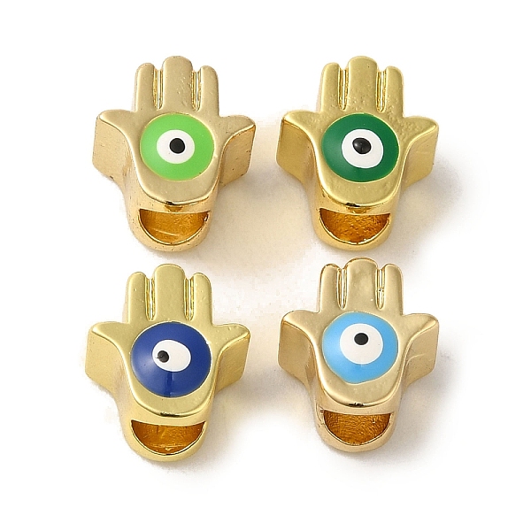 

PandaHall Brass Enamel Beads, Real 18K Gold Plated, Hamsa Hand with Evil Eye, Mixed Color, 11x10x7.5mm, Hole: 4.2mm Brass+Enamel Hamsa Hand..., Multicolor