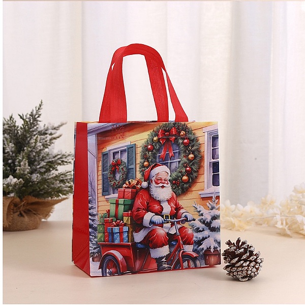 Rectangle Christmas No Woven Fabric Printed Tote Bags