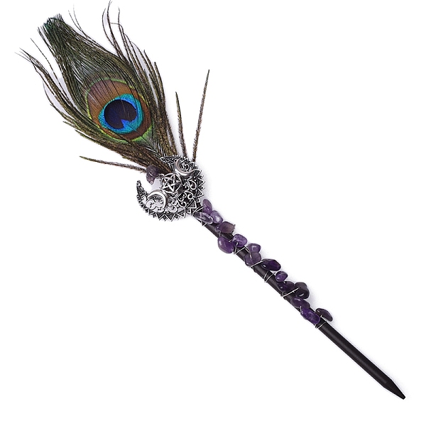 

PandaHall Feather Amethyst Magic Wand, Party Decorations, 300mm Amethyst Feather