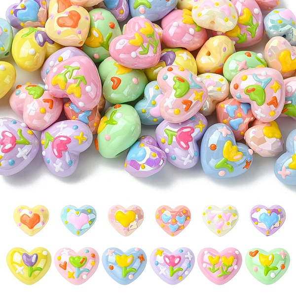 24Pcs 12 Styles Freehand Acrylic Beads