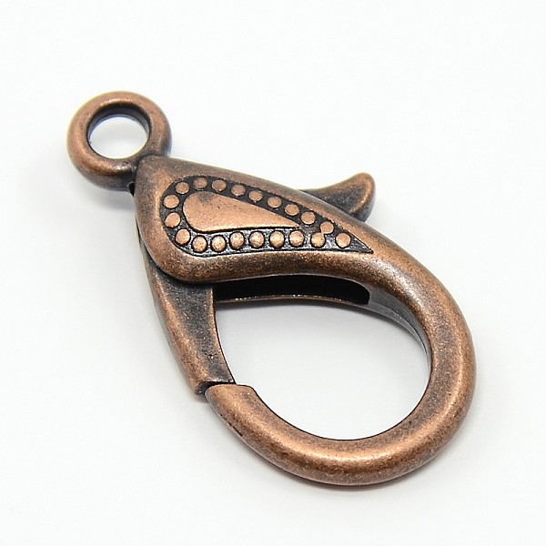 

PandaHall Tibetan Style Alloy Lobster Claw Clasps, Red Copper, 30x15x4mm, Hole: 3mm Alloy Others