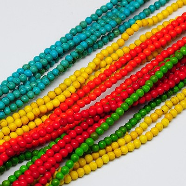 

PandaHall Synthetic Turquoise Beads Strands, Dyed, Round, Mixed Color, 3mm, Hole: 0.5mm, about 135pcs/strand, 16 inch Synthetic Turquoise..., Multicolor