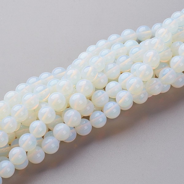 

PandaHall 16 inch long Opalite Loose Beads, Opal Round Beads Strands, White, 8mm, Hole: 1mm, about 49pcs/strand, 15 inch Opalite Round White