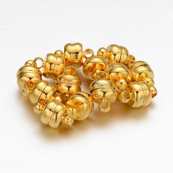 

PandaHall Brass Magnetic Clasps with Loops, Oval, Golden, 11x7mm, Hole: 1.5mm Brass Oval