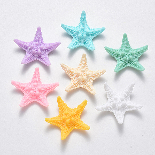 

PandaHall Resin Cabochons, Starfish/Sea Stars, Mixed Color, 37~38x39~41x9mm Resin Starfish Multicolor