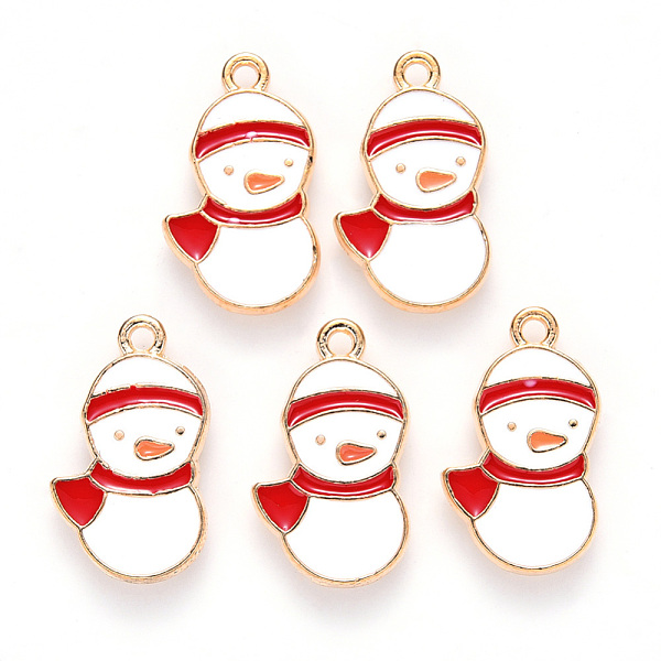 

PandaHall Alloy Enamel Pendants, for Christmas, Snowman, Light Gold, Red, 20x12x2mm, Hole: 1.6mm Alloy+Enamel Others Red