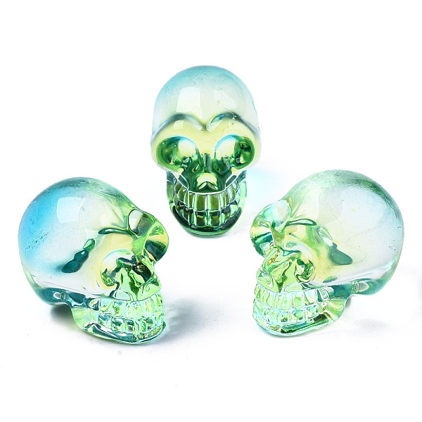 

PandaHall K9 Glass Display Decorations, Skull, for Halloween, Light Green, 22x18x26mm Glass Skull