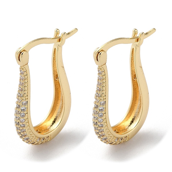 

PandaHall Teardrop Brass Cubic Zirconia Hoop Earrings, Long-Lasting Plated, Lead Free & Cadmium Free, Real 18K Gold Plated, 25.5x15.5x4mm..., Clear