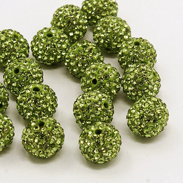 

PandaHall Grade A Rhinestone Beads, Pave Disco Ball Beads, Resin and China Clay, Round, Olive Drab, PP9(1.5.~1.6mm), 8mm, Hole: 1mm Polymer..., Green