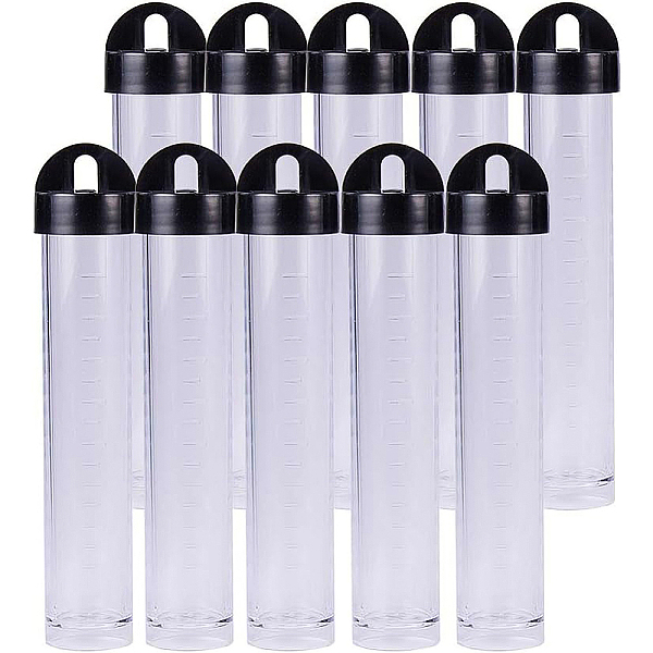 

PandaHall BENECREAT 30 Pack 0.85oz Clear Plastic Tube Bead Containers Liquid Containers with Black Screw-Top Lid & Cylindrical Bottom, Easy...
