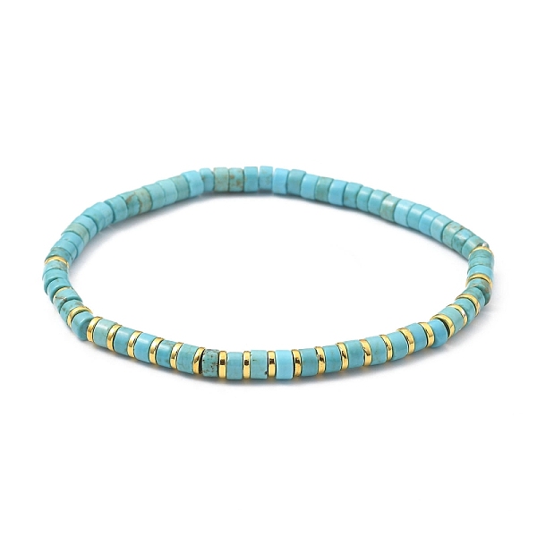 

PandaHall Natural Howlite Stretch Beaded Bracelets, with Electroplated Non-magnetic Synthetic Hematite Beads, Flat Round, Inner Diameter...