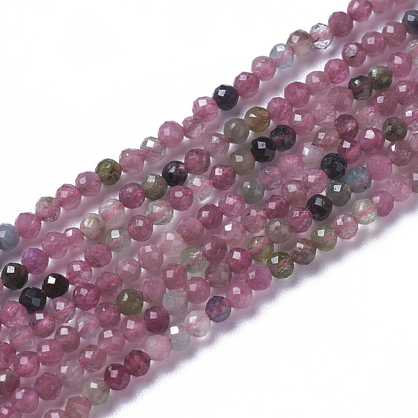 

PandaHall Natural Pink Tourmaline Beads Strands, Faceted, Round, 2~3x2~2.5mm, Hole: 0.2mm, about 181~210pcs/strand, 15.9~16.3 inch...