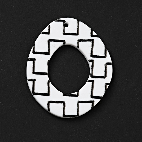 

PandaHall Printed Acrylic Pendants, Oval with Geometry Pattern, Black, 31.5x27x2mm, Hole: 1.5mm Acrylic Oval Black