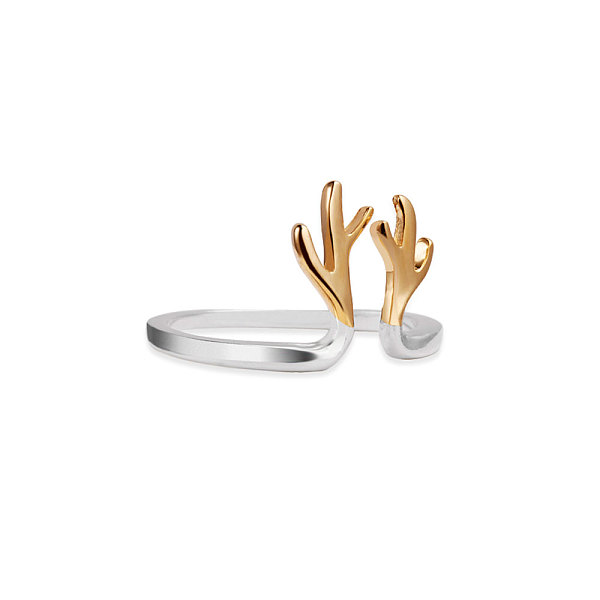 

PandaHall SHEGRACE Fashion 925 Sterling Silver Cuff Tail Ring, with Real 18K Gold Plated Antler, Christmas, Mixed Color, 18mm Sterling..., Multicolor
