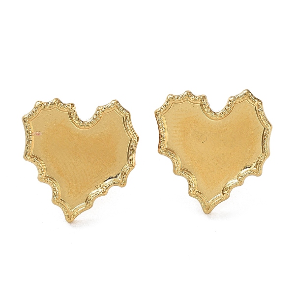 

PandaHall Ion Plating(IP) Rack Plating 304 Stainless Steel Stud Earring Findings, Earring Settings, Heart, Real 18K Gold Plated, 17x16mm...