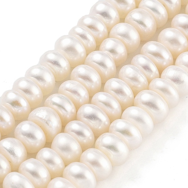 

PandaHall Natural Cultured Freshwater Pearl Beads Strands, Grade 5A, Rondelle, PapayaWhip, 6~7mm, Hole: 0.6mm, about 44pcs/strand, 6.89 inch..., Orange