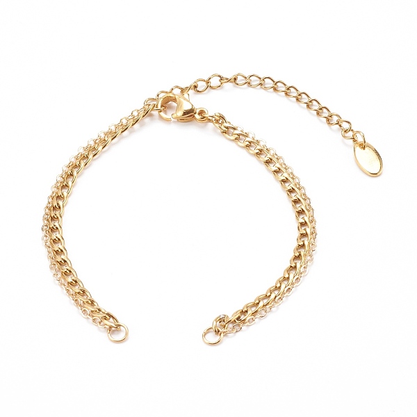 

PandaHall Two-Layer 304 Stainless Steel Curb Chain & Brass Cable Chain Bracelet Making, with 304 Stainless Steel Curb Chain Extender and...