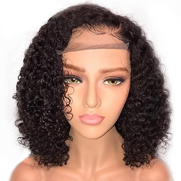 PandaHall Short Curly Bob Wigs, Lace Front Wig for Black Women, Synthetic Wigs, Heat Resistant High Temperature Fiber, Black, 14 inch High...