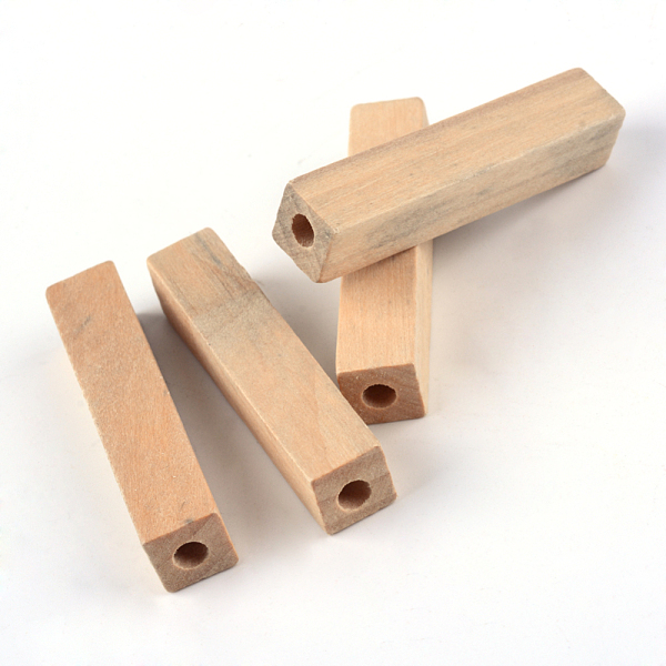 

PandaHall Unfinished Wood Beads, Natural Wooden Beads, Lead Free, Cuboid, 50x10~10.5x10~10.5mm, Hole: 4.5mm Wood Cuboid Orange