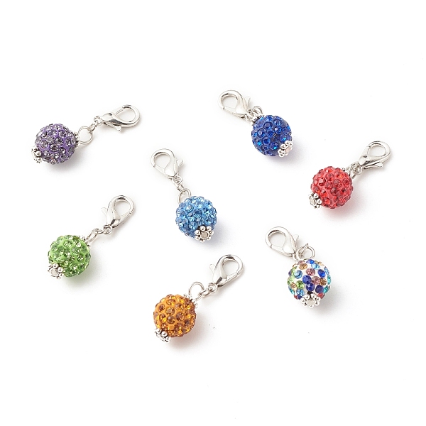 

PandaHall Polymer Clay Rhinestone Pendant Decorates, with Alloy Lobster Claw Clasps & Beads, Round, Mixed Color, 30mm Polymer Clay Round..., Multicolor