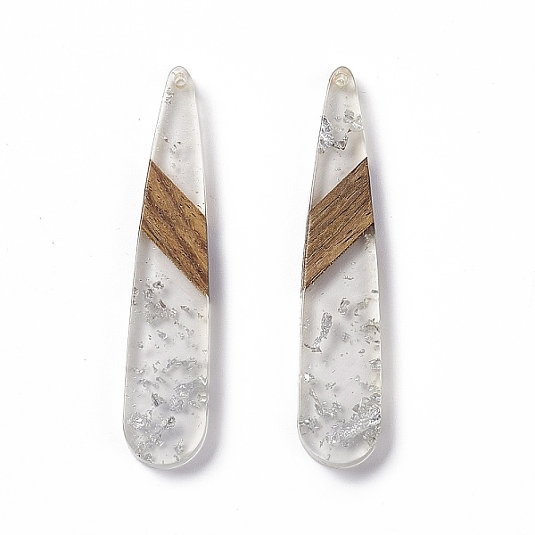 

PandaHall Transparent Resin & Walnut Wood Big Pendants, Teardrop Charms with Silver Foil, Clear, 53.5x11x3.5mm, Hole: 1.4mm Resin+Wood...
