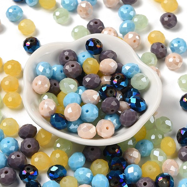 

PandaHall Glass Beads, Faceted, Rondelle, Sky Blue, 10x8mm, Hole: 1mm, about 67pcs/60g Glass Rondelle