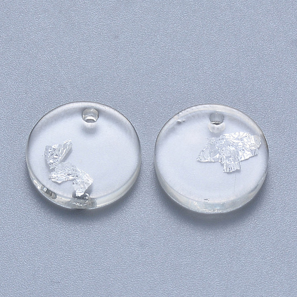 

PandaHall Cellulose Acetate(Resin) Charms, with Foil, Flat Round, Silver, 13.5x2~3.5mm, Hole: 1.5mm Cellulose Acetate Flat Round Silver