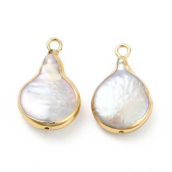 

PandaHall Baroque Natural Keshi Pearl Pendants, Teardrop Charms, with Brass Loops, Light Gold, 17~21x12~13x4~5mm, Hole: 1.6~1.8mm Keshi..., White