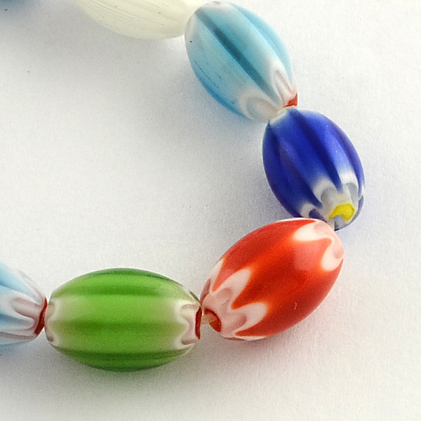 

PandaHall Oval Handmade Millefiori Glass Beads Strands, Mixed Color, 8x6mm, Hole: 0.5mm, about 40pcs/strand, 15.3 inch Millefiori Lampwork..., Multicolor